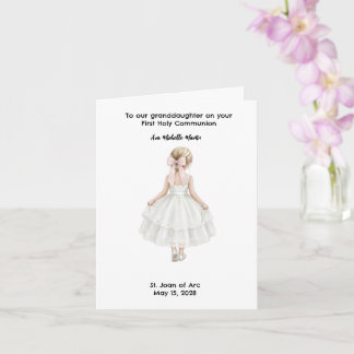 Carte Première Sainte Communion de Filles Personnalisée