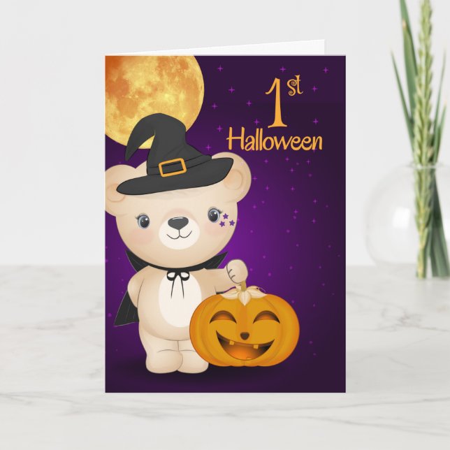 Carte Première sorcière de l'ours en peluche Halloween d (Devant)