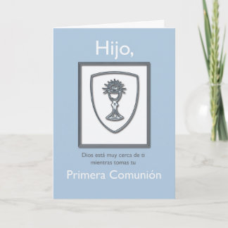 Carte Premiers communion, Espagnol, bleu et argent de