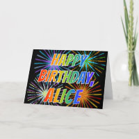 Prénom "ALICE" Fun "HEUREUX ANNIVERSAIRE"