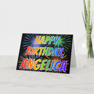 Carte Prénom "ANGELICA" Fun "HEUREUX ANNIVERSAIRE"