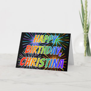 Carte Prénom "CHRISTINA" Fun "HEUREUX ANNIVERSAIRE"