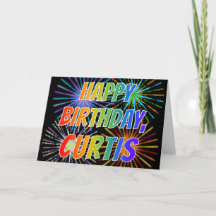 Carte Prénom "CURTIS" Fun "HEUREUX ANNIVERSAIRE"