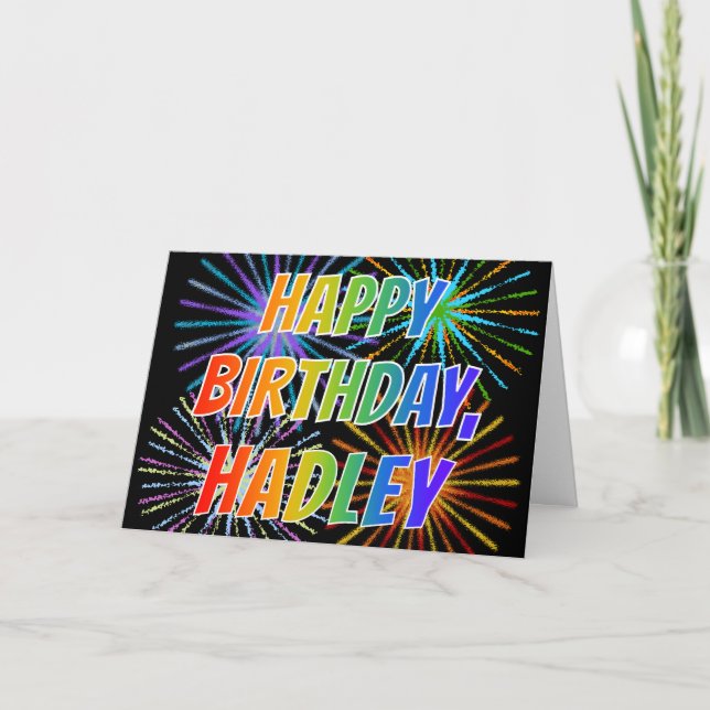 Carte Prénom "HADLEY" Fun "HAPPY BANTHDAY" (Devant)