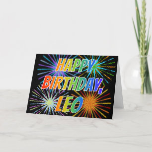 Carte Prénom "LEO" Fun "HEUREUX ANNIVERSAIRE"