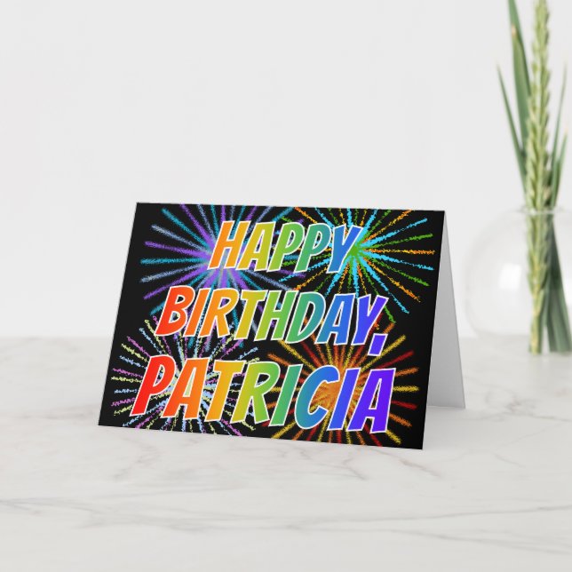 Carte Prénom "PATRICIA" Amusant "HEUREUX ANNIVERSAIRE" (Devant)