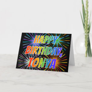 Carte Prénom "TONYA" Fun "HEUREUX ANNIVERSAIRE"