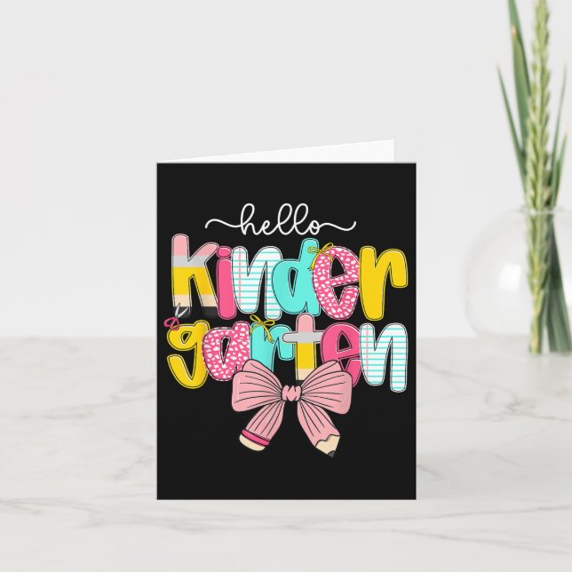 Carte Preppy Hello Kindergarten Enseignant Coquette Reto (Devant)