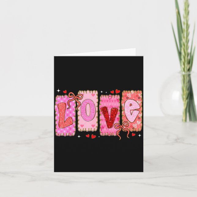 Carte Preppy Love Valentine Nk Coquette Bow Girl Women K (Devant)