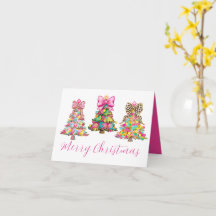 Preppy Pink and Green Christmas Trees