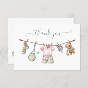 Carte Preppy Tennis Clothesline Merci Note
