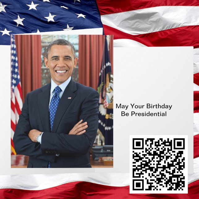 Carte Président Barack Obama 2ème mandat Portrait Annive (President Barack Obama 2nd Term Portrait Birthday Card)