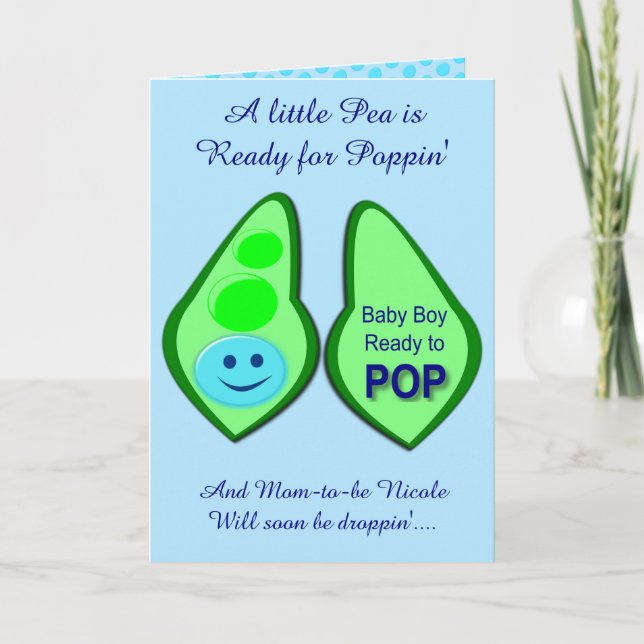 Carte Prêt à faire Pop Baby Boy Blue Pea Custom (Devant)