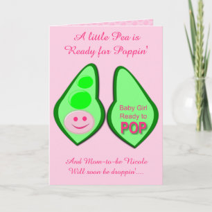 Carte Prêt à pop bébé fille Pea rose Personnalisé