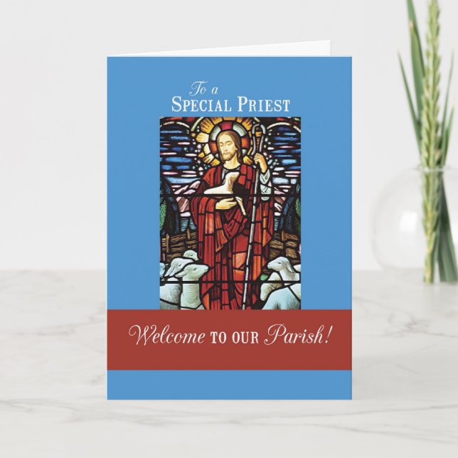 Carte Prêtre Bienvenue À Notre Paroisse, Bon Pasteur (Devant)