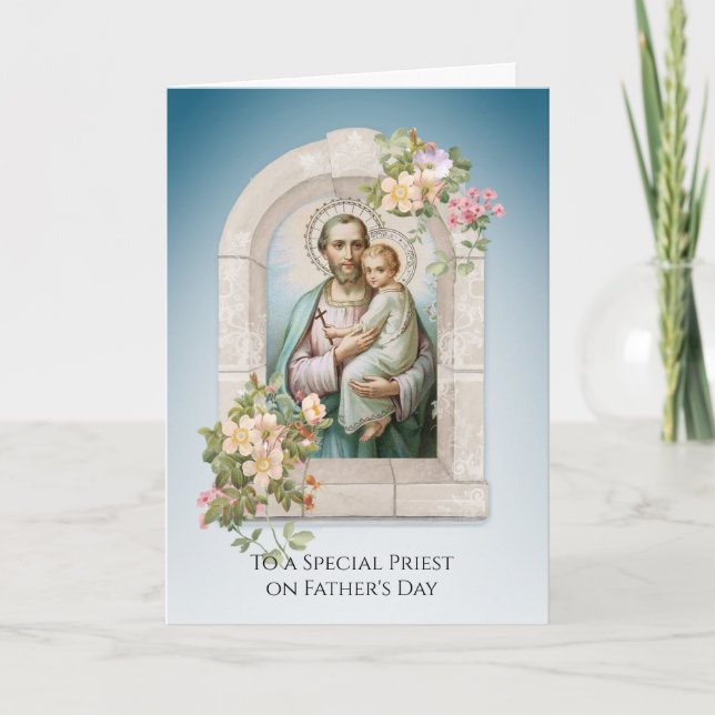 Carte Prêtre catholique Fête des pères Saint-Joseph Jésu (Devant)