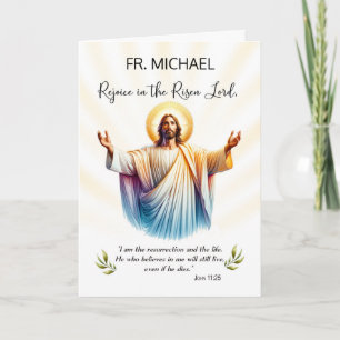 Carte Prêtre Pâques Jésus est ressuscité Réjouissez Écri
