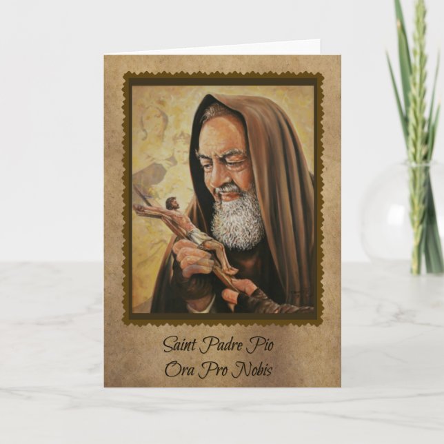 Carte Prêtre religieux catholique St. Padre Pio (Devant)