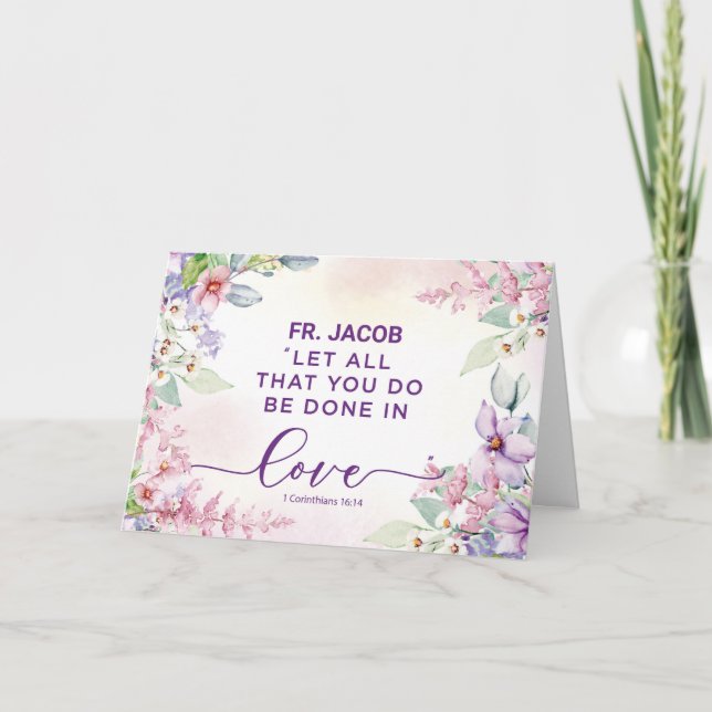 Carte Prêtre Religieux Valentines Jour Amour Écriture (Devant)