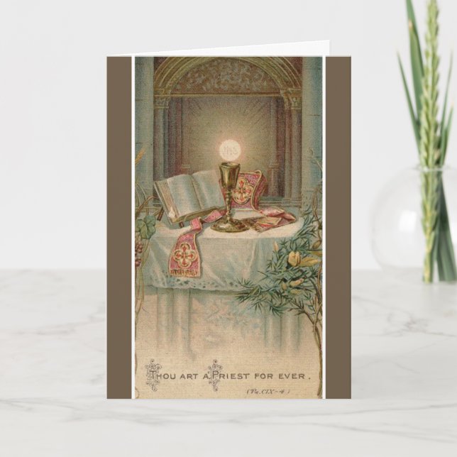 Carte Prêtrise Anniversaire Missaire Hôte Chalice Altar (Devant)