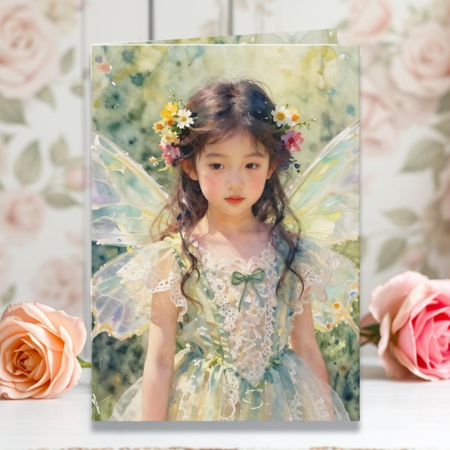 Carte Pretty Asian Fairy Girl Happy Birthday (Créateur téléchargé)