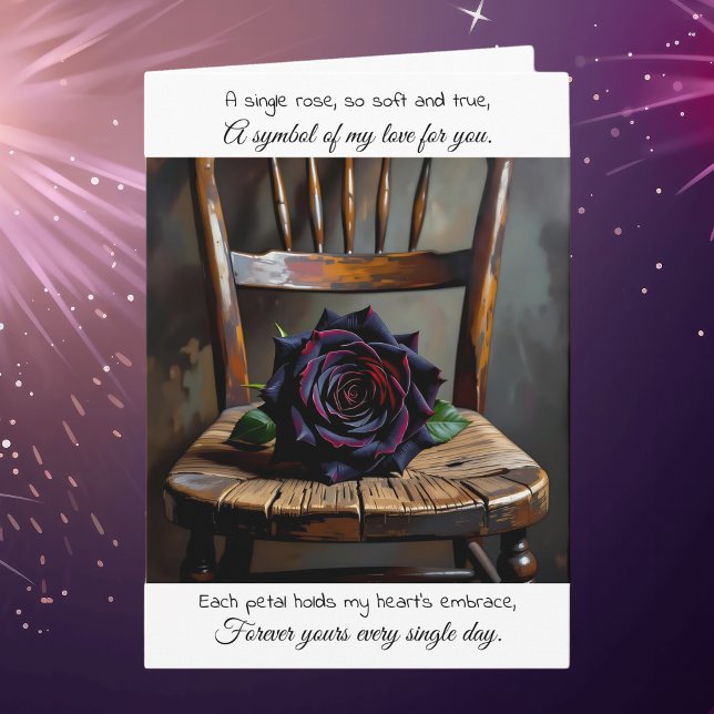Carte Pretty Black Rose on Rustic Chair | Anniversary (Créateur téléchargé)