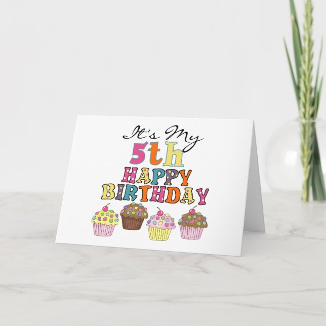 Carte Pretty Cupcakes 5e Anniversaire Tshirts et cadeaux (Devant)