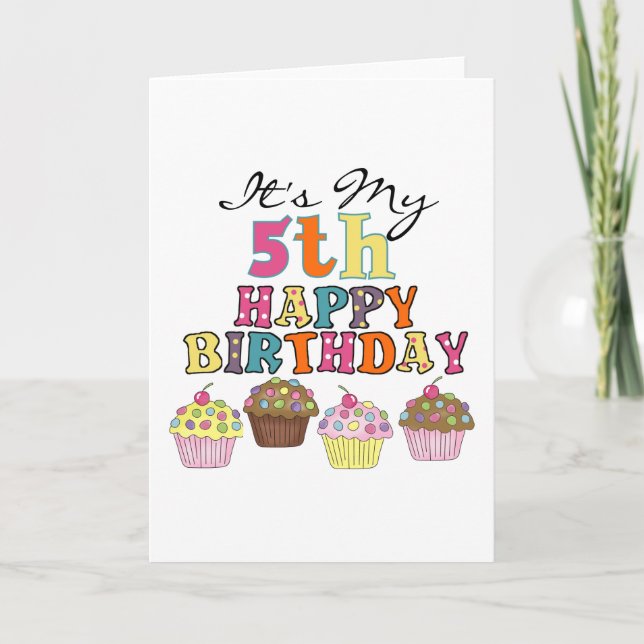 Carte Pretty Cupcakes 5e Anniversaire Tshirts et cadeaux (Devant)