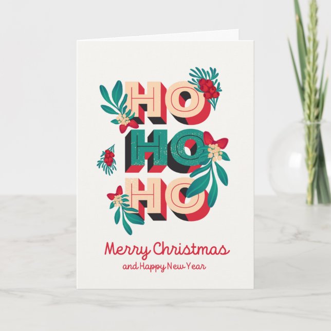 Carte Pretty Ho, Ho, Ho Christmas Card (Devant)