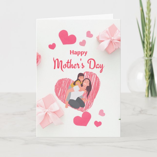 Carte Pretty mother's Day card with hearts (Devant)