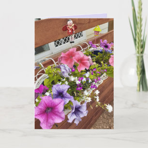 Carte Pretty Purple & Pink Petunias et Fairy Garden