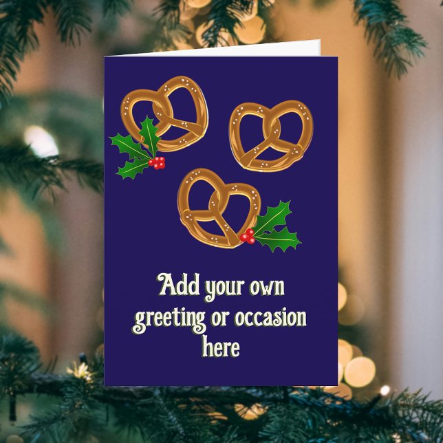Carte Pretzels de Noël avec Holly - ajouter du texte (Créateur téléchargé)