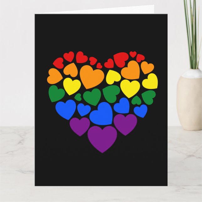 Carte Pride- gay arc-en-ciel coeur de l'amour (Devant)