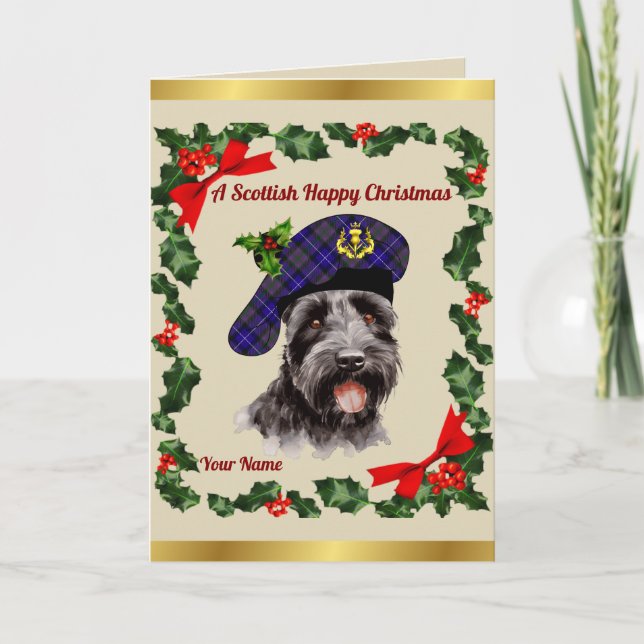 Carte Pride Scotland Scottie Chien Noël personnalisé (Devant)