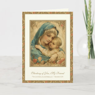 Carte Prière d'amitié religieuse Béni Marie et Jésus