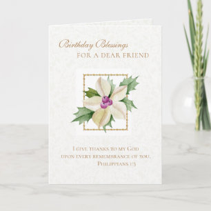 Carte Prière d'anniversaire catholique avant Crucifix Fl