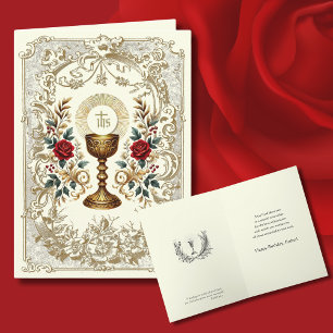 Carte Prière d'anniversaire Eucharistie Écriture Prêtre