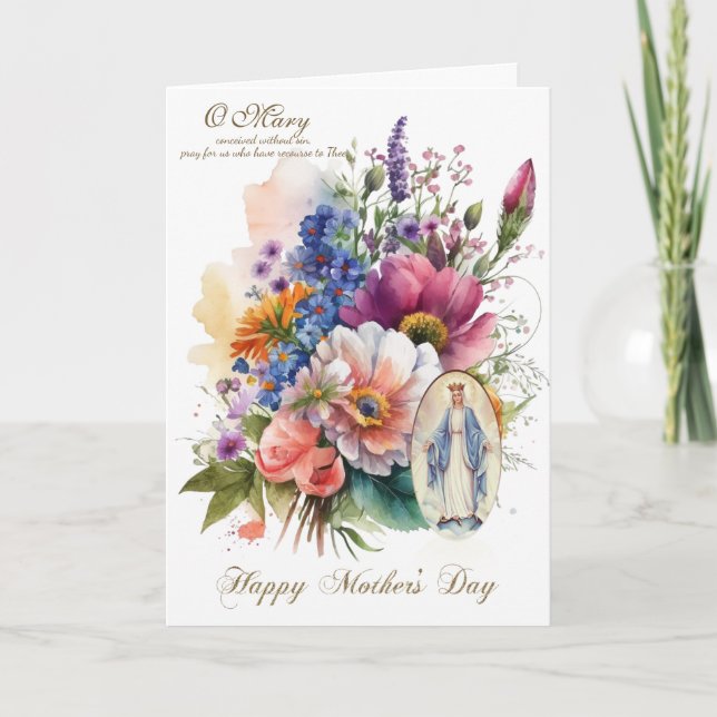 Carte Prière de la Fête des mères florales religieuses (Devant)