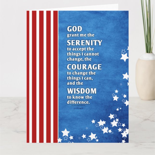 Carte Prière de sérénité : Patriotique USA, Force/Récupé (Devant)