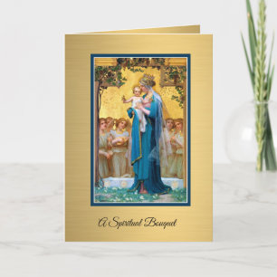 Carte Prière du Bouquet spirituel catholique Marie et Jé