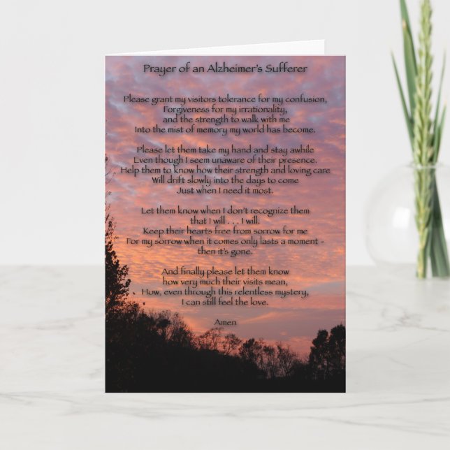Carte Prière du malade d'Alzheimer (Devant)