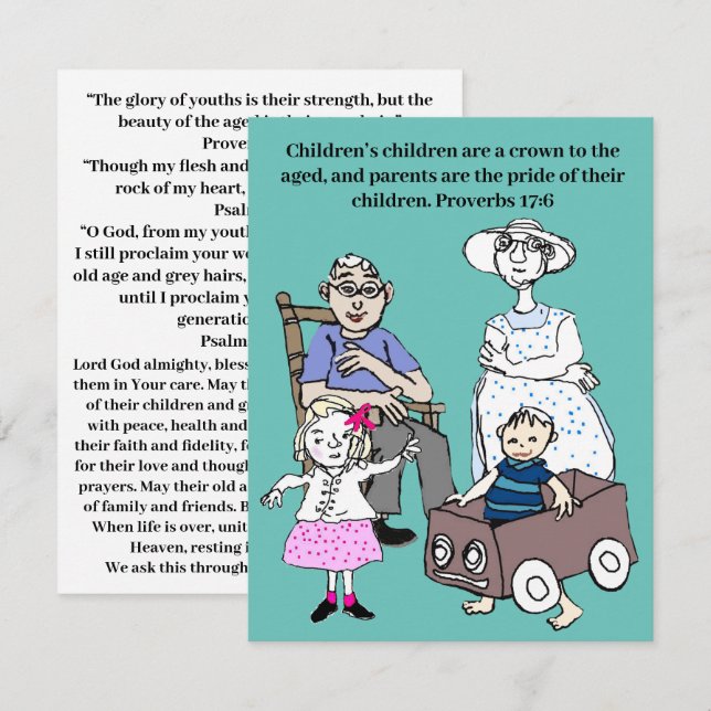 Carte Prière et écriture pour grands-parents (Devant / Derrière)