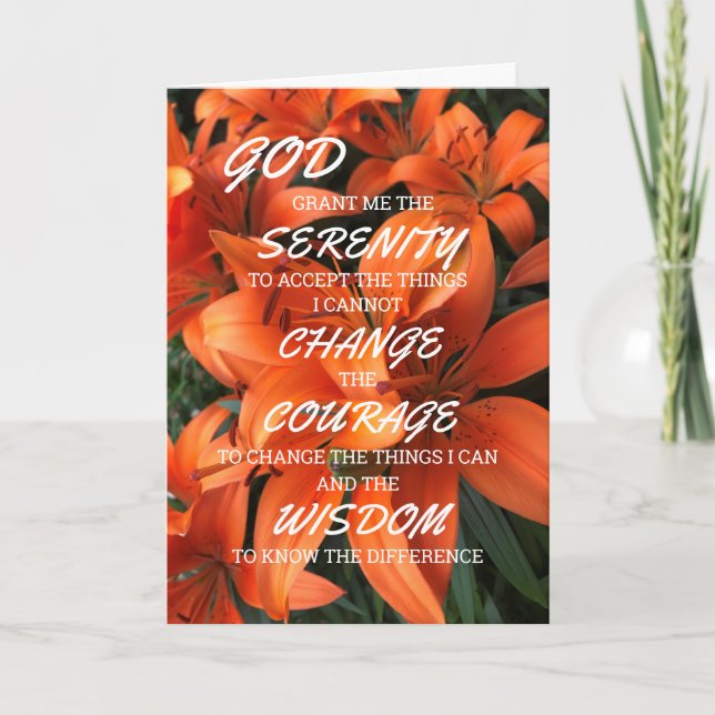 Carte Prière Serenity Orange Floral Photo (Devant)