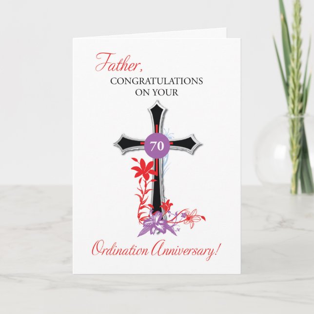Carte Priest 70ème anniversaire de l'ordination Croix no (Devant)