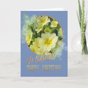Carte Primevères de joyeux anniversaire de Mamaw bleues