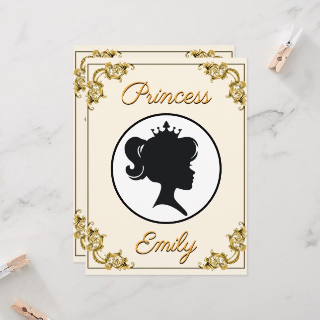 Carte Princesse Anniversaire Son Altesse Royale Nom et â (Devant/Arrière en situation)