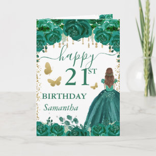 Carte Princesse aux Cheveux Roux Robe Verte Anniversaire