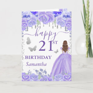 Carte Princesse aux Cheveux Roux Robe Violette Anniversa
