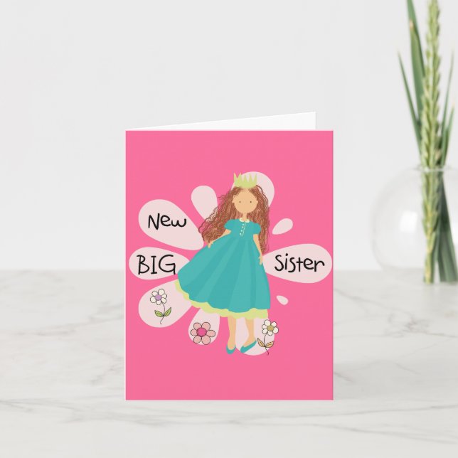 Carte Princesse Big Soeur Cheveux Brown (Devant)