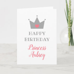 Carte Princesse Crown - nom de calligraphie - joyeux
